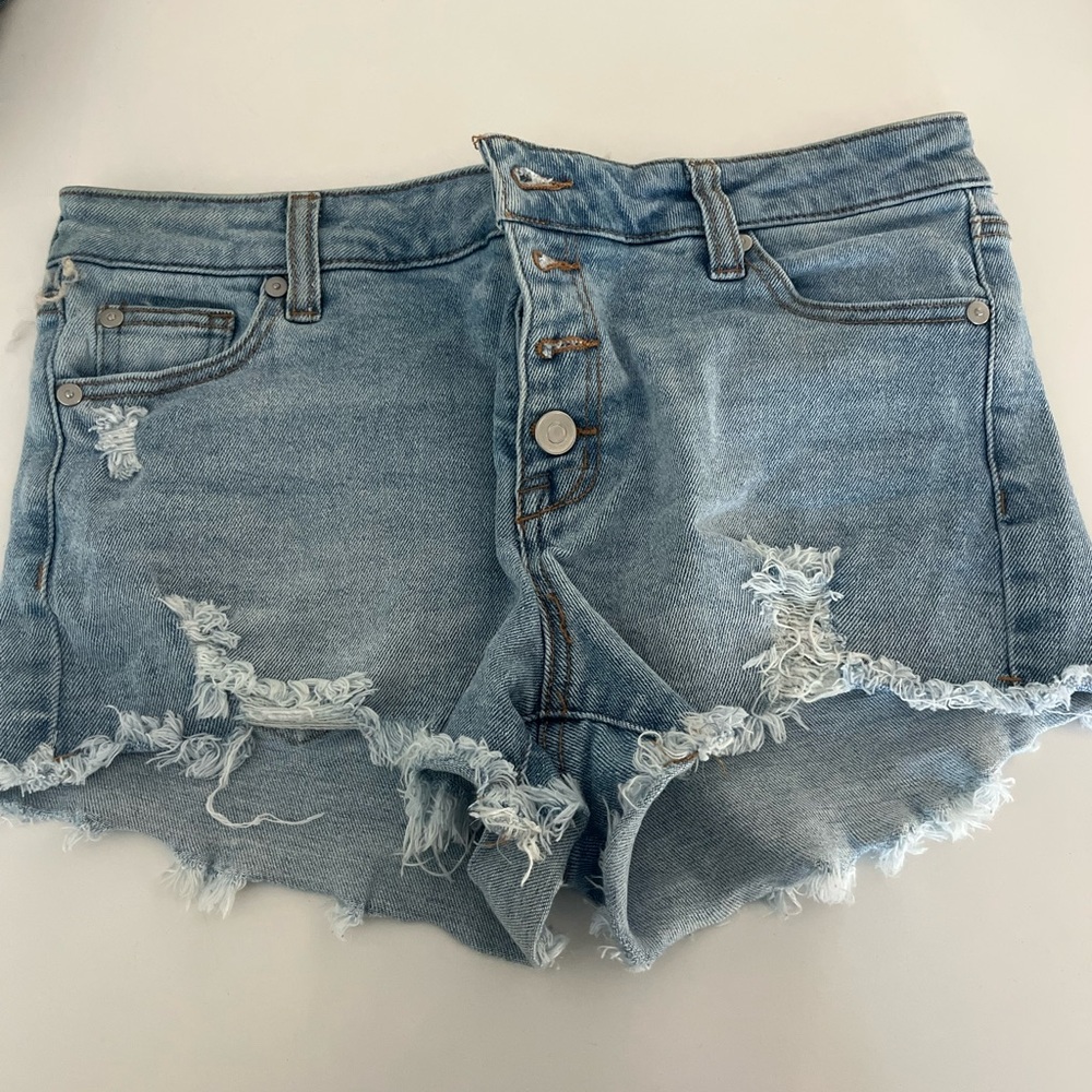 Denim Blue Women's Frayed Shorts